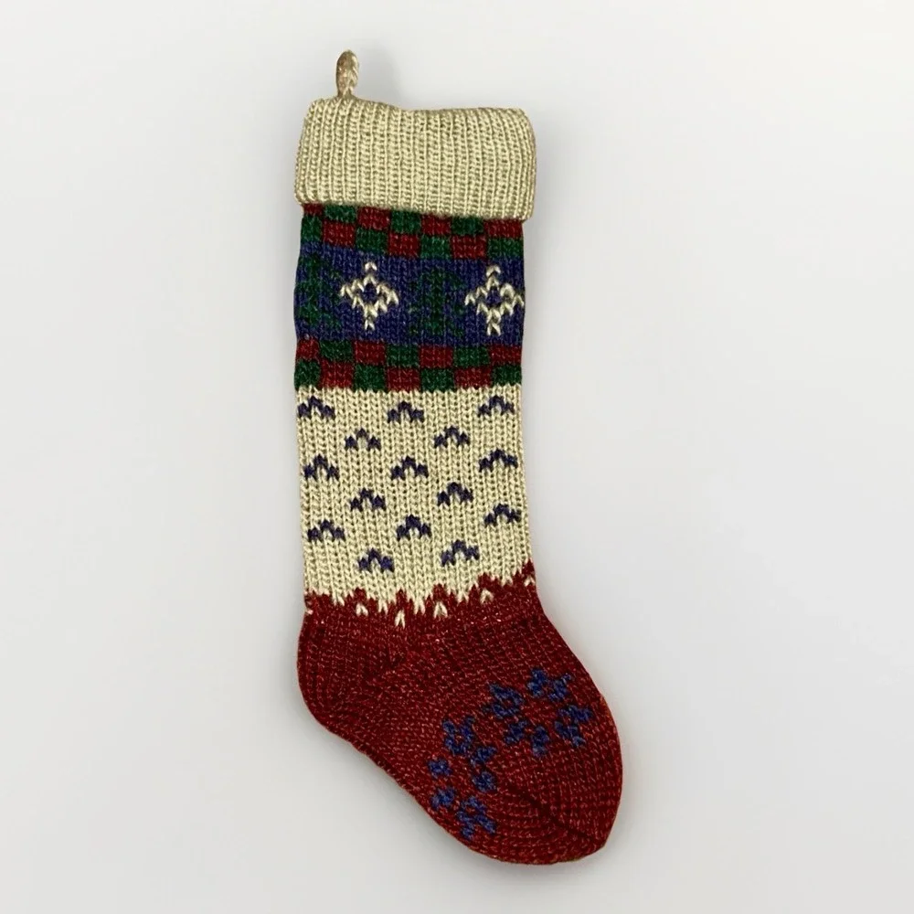 Vintage Knit Sweater Style Stocking Rustic‎ Primitive Russ Berrie
